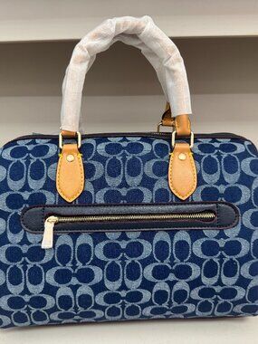 Coach Rowan Satchel Bag In Signature Denim Canvas NWT CY699